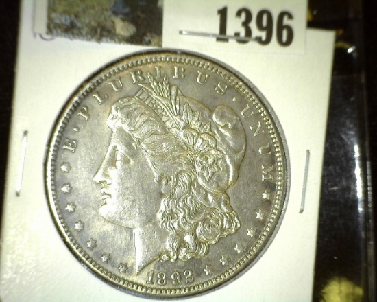 1892 P Morgan Silver Dollar, very scarce and lots of detail.