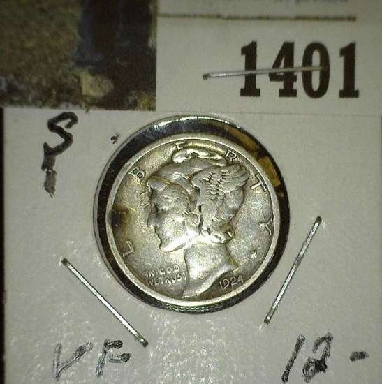 1924 S Mercury Dime, VF.