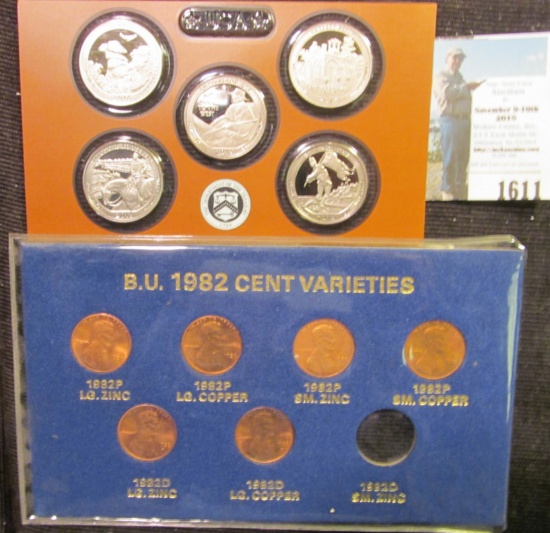 1982 BU Seven-piece Variety Cent Set & 2016 S Five-Piece National Parks Quarter Set.