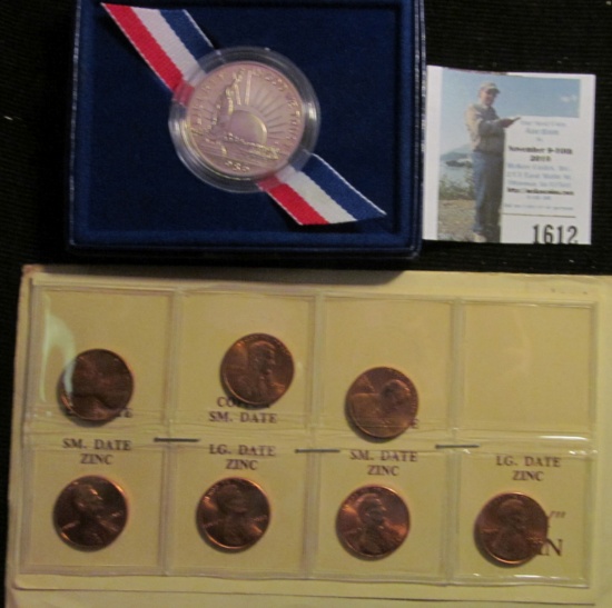 1982 BU Seven-piece Variety Cent Set & 1986 S Statue of Liberty Commemorative Half Dollar Proof in o