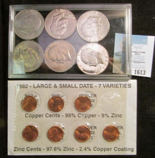 1982 BU Seven-piece Variety Cent Set & (6) Eisenhower Dollars in a case including a 1977 S Proof.