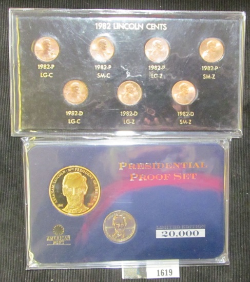 1982 BU Seven-piece Variety Cent Set & an American Mint Presidential Proof Set with BU Abraham Linco