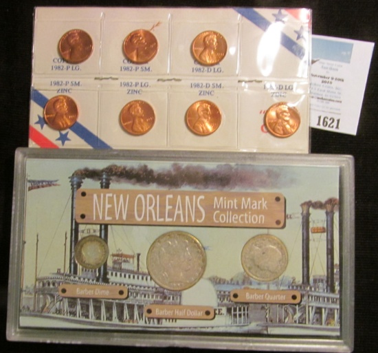 1982 BU Seven-piece Variety Cent Set & a Set "New Orleans Mint Mark Collection" containing a Barber