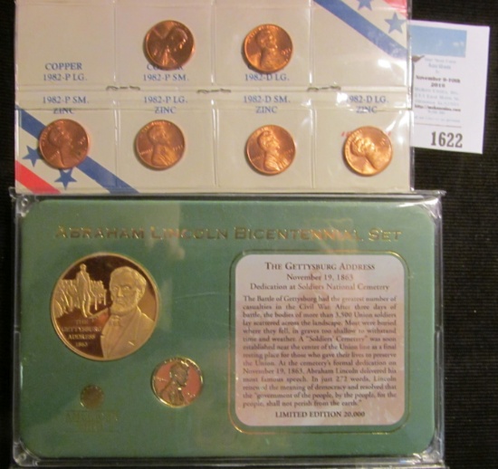 1982 BU Seven-piece Variety Cent Set & an Abraham Lincoln Bicentennial Set put out by the American M