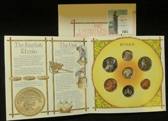 1987 United Kingdom BU Coin Collection in original holder of issue. Very attractive seven-piece.