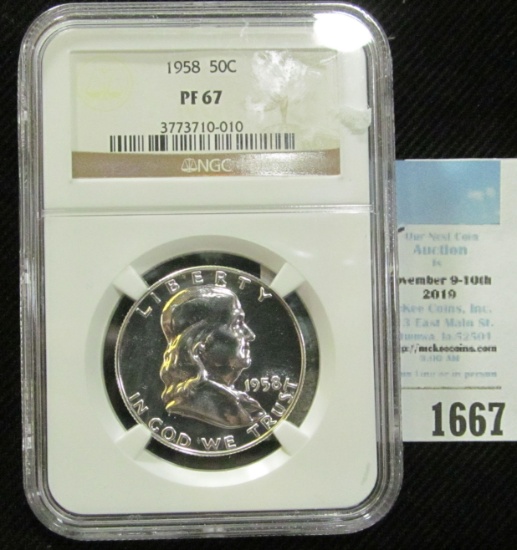 1958 P Franklin Half Dollar NGC clabbed "PF67".