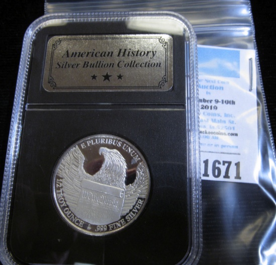 American History Silver Bullion Slabbed "Declaration of Independence 1770s" 1/2 Troy Ounce .999 Fine