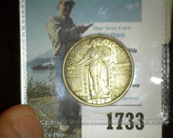 1917 P Type One Standing Liberty Quarter. A beautifully toned Super Gem.
