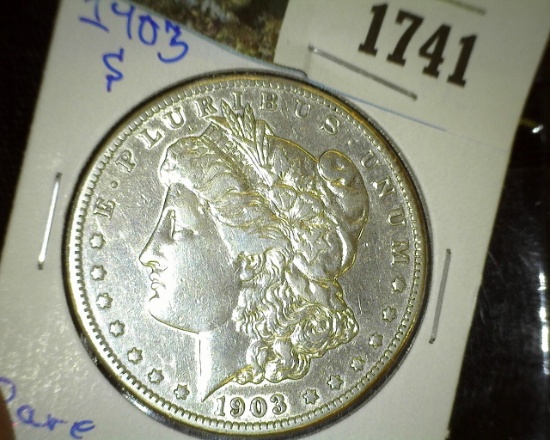1903 S Morgan Silver Dollar, quite Shiny. Rare Date.