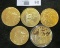 (5) different Gold-colored Medals including a 