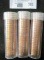 1975 D, 76 P, & 77 P Gem BU Solid date rolls of Lincoln Cents stored in plastic tubes.