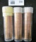 1975 D, 76 P, & 77 P Gem BU Solid date rolls of Lincoln Cents stored in plastic tubes.