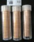 1975 D & (2) 77 P Gem BU Solid date rolls of Lincoln Cents stored in plastic tubes.