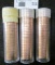 1975 D & (2) 77 P Gem BU Solid date rolls of Lincoln Cents stored in plastic tubes.