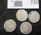 (4) Old Silver U.S. Seated Liberty Half Dimes. All damaged.