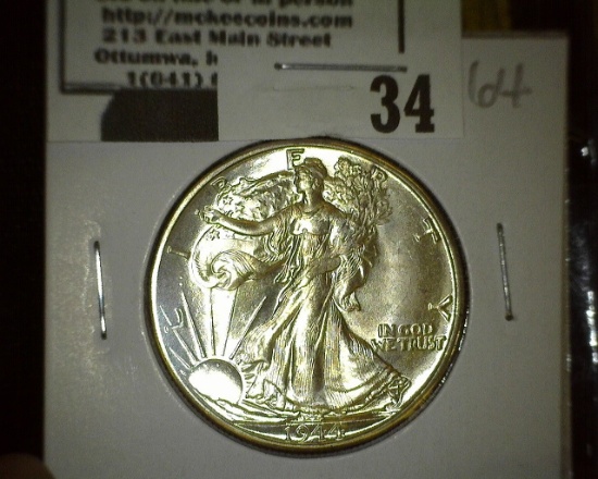 1944 D Walking Liberty Half Dollar, Brilliant Uncirculated.