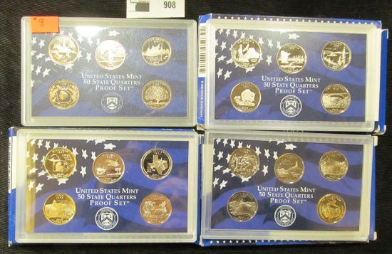 1999 S, 2004 S, 2005 S & 2006 S U.S. Mint 50 State Quarters Proof Set in plastic cases. Three of the