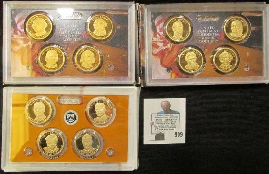 2007 S, 2008 S, & 2015 S U.S. Mint Presidential $1 Coin Proof Sets. All original as issued.