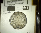 1874 H Canada Sterling Silver Quarter.