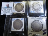 1896, 1898, 1899 wide 9, & 1899 narrow 9 Newfoundland, Canada Silver Half Dollars.