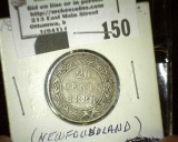 1888 Newfoundland Canada Twenty Cent Piece, Fine.