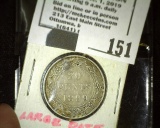 1899 Large Date Newfoundland Canada Twenty Cent Piece, Very Fine.