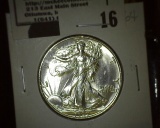 1937 S Walking Liberty Half Dollar, Super Brilliant.