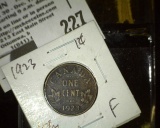 1923 Canada Small Cent, Keydate, Fine.