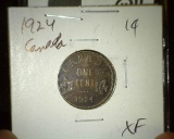 1924 Canada Small Cent, Keydate, Extra Fine.