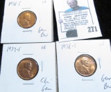 1936 S, 37 S, & 38 S Lincoln Cents, all Brilliant Red Uncirculated.