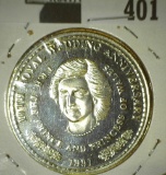 1991 Turks & Caicos One Crown, 10th Royal Wedding Anniversary. Gem BU.