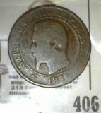1856 France Five & Ten Centimes coins depicting Napolean.