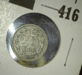 1899 Sweden Silver 25 Ore.