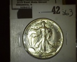 1947 P Walking Liberty Half Dollar, Super Gem BU with just a hint of toning on the lower obverse.