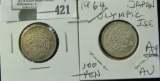 1960 & 1964 Japan Silver 100 Yen coins