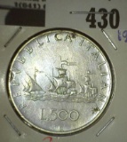 1966 Italy 500 Lire, Silver