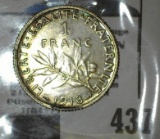 1918 France Silver One Franc.