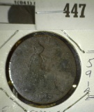 1826 Great Britain One Cent Coppper, Ag with Cud