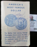 Replica of the Pillar 8 Reale Dollar in a special holder with historical information.