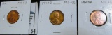 1947 P, D, & S Lincoln Cents in high grades, Red with lots of luster.