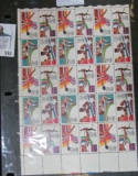 (30) Mint Scott # 2048-2057 .13c Stamps in a partial sheet, mint, unused. ($3.90 face)