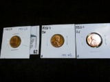 1955 P, D, & S Lincoln Cents in high grades, Red with lots of luster.