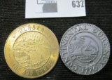 1959 Alaska The 49th State Good For $1.00 Statehood Medal, BU; & repro 1776 Continental Pewter Dolla