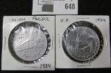1934 & 1939 Union Pacific Railroard Coins.