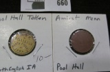 North English, Iowa and an Amiret, Minnesota Pool Hall Good For Tokens.