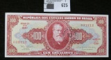 100 Cruzeiros Estampa 2A Serie 658A. Republic of the United States of Brazil Banknote with Ten Centa