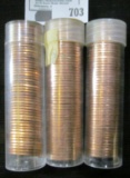 1962 P, 68 S, & 77 P Gem BU Solid date rolls of Lincoln Cents stored in plastic tubes.