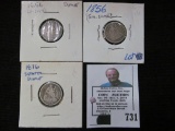 1856 small and large Date; & 1876  U.S. Seated Liberty Dimes.