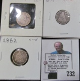 1842 O, 1875 P, & 1882 P  U.S. Seated Liberty Dimes.