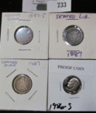 (2) 1887 P & 1887 S U.S. Seated Liberty Dimes; & 1986 S Proof Roosevelt Dime.